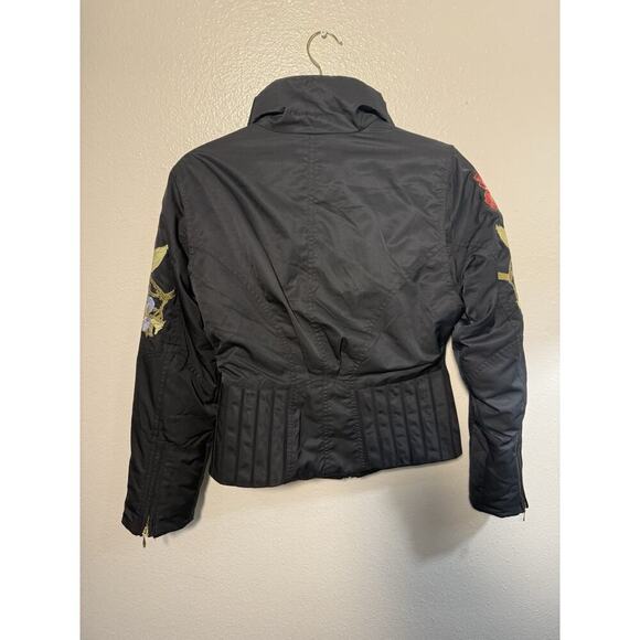 Obermeyer Winter Elegance 1947 Ski Jacket -black Floral Embroidered Sz 4 - Picture 5 of 7